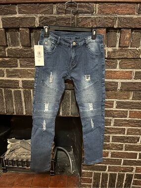 Marshall Blue Ribbed Distressed Kids Jeans